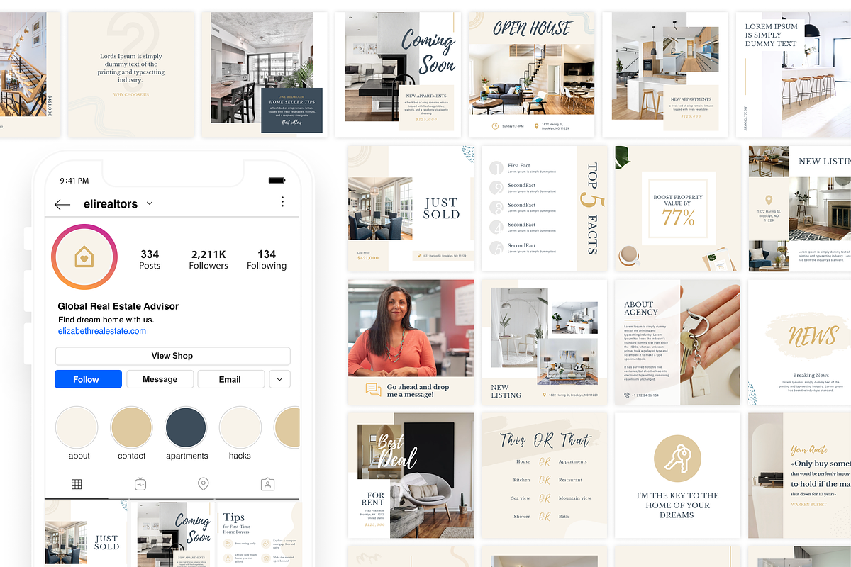 50 Canva Instagram Realtor Templates, a Social Media Template by Estatik Designs (Photo 2 of 9)