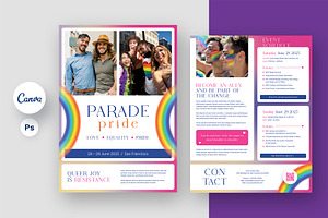 LGBT Parade Flyer Canva Template, a Flyer Template by artbart