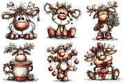Funny Christmas Reindeer Clipart, an Illustration by Craft Nest (Thumbnail 4 of 10)