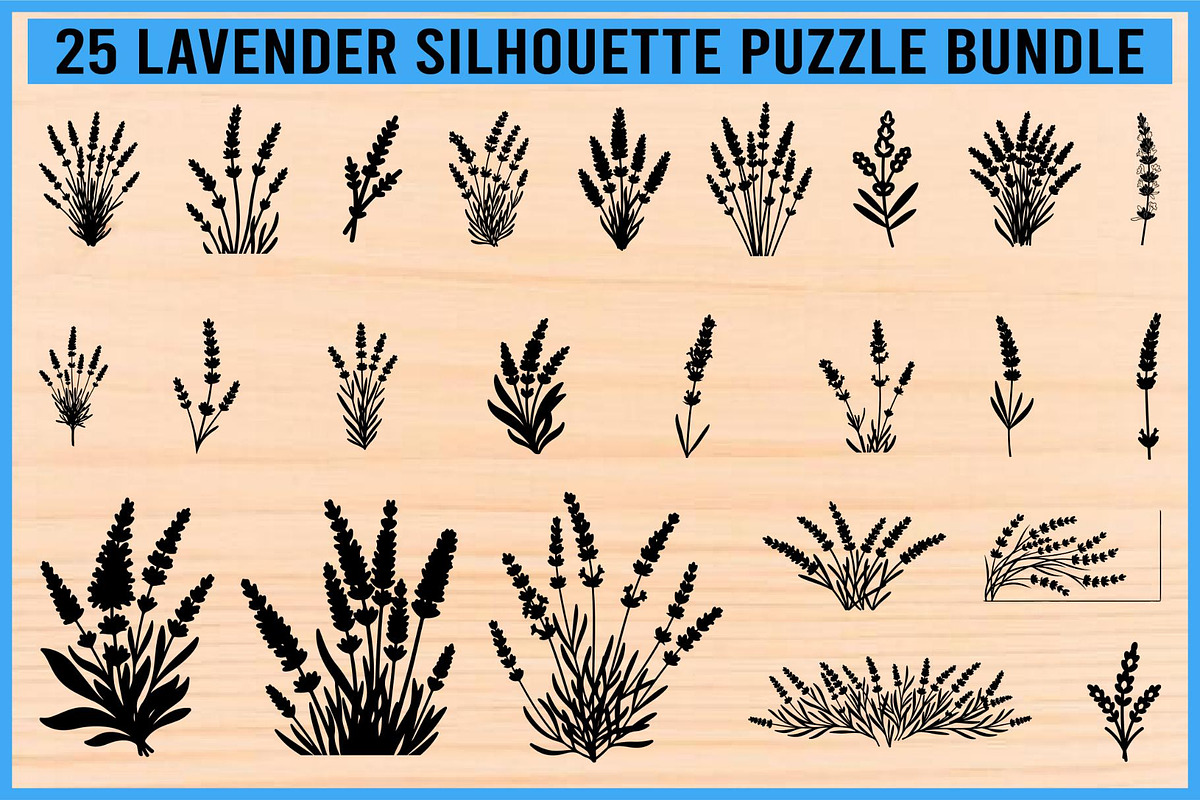 Lavender Silhouette Puzzle Bundle, an Object Illustration by Artivon (Photo 1 of 8)