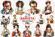 Barista Watercolor Cliparts, a Person Illustration by RobertsArt (Thumbnail 1 of 7)