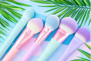 Colorful makeup brushes with, a Beauty & Fashion Photo by Lermont51