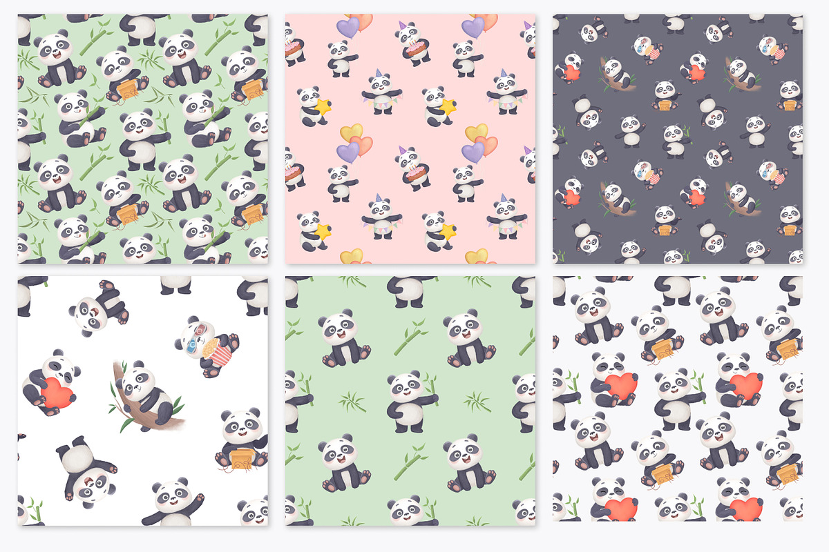 Cute Panda Clipart Set, an Illustration by LikaYu (Photo 5 of 8)