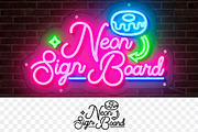Neon Sign Board, a Product Mockup by PixelVoyager (Thumbnail 2 of 4)