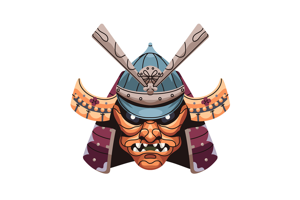 Samurai helmets, Japanese masks set, an Object Illustration by PaperTrident (Photo 4 of 9)