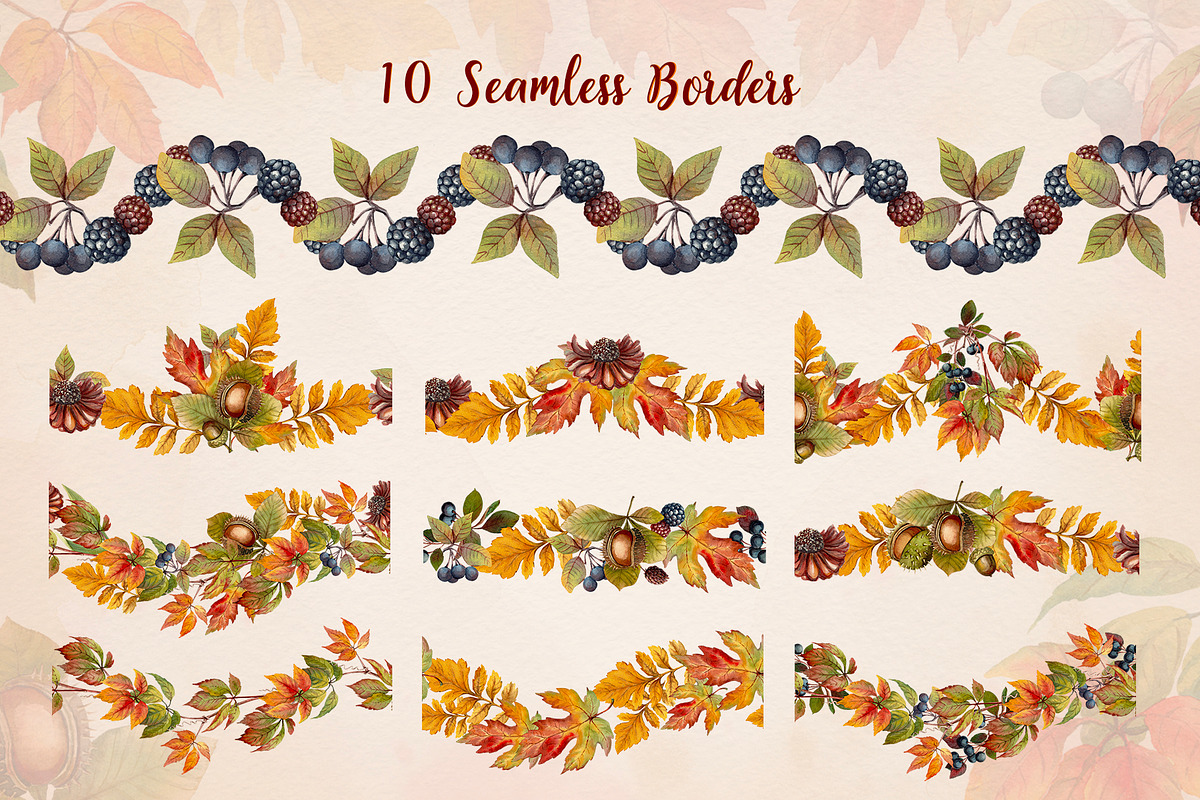Fall Vibes watercolor floral clipart, an Illustration by Nadya Saen Art (Photo 12 of 15)