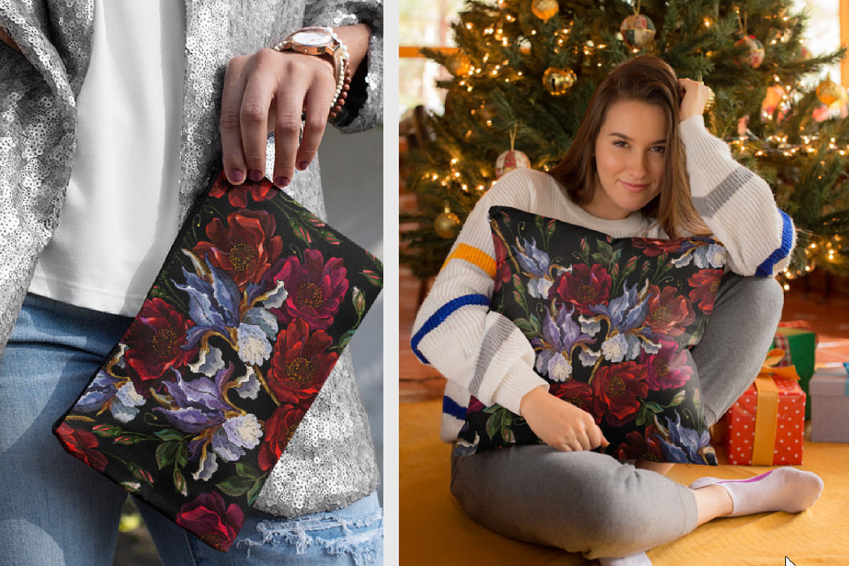 Blue irises and red roses, a Pattern Graphic by Matrioshka (Photo 4 of 6)