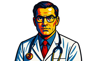 Male Doctor with Stethoscope vector, a Healthcare Illustration by AlexArt