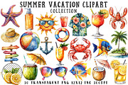 Summer Vacation Clipart, an Illustration by OK Design (Thumbnail 1 of 6)