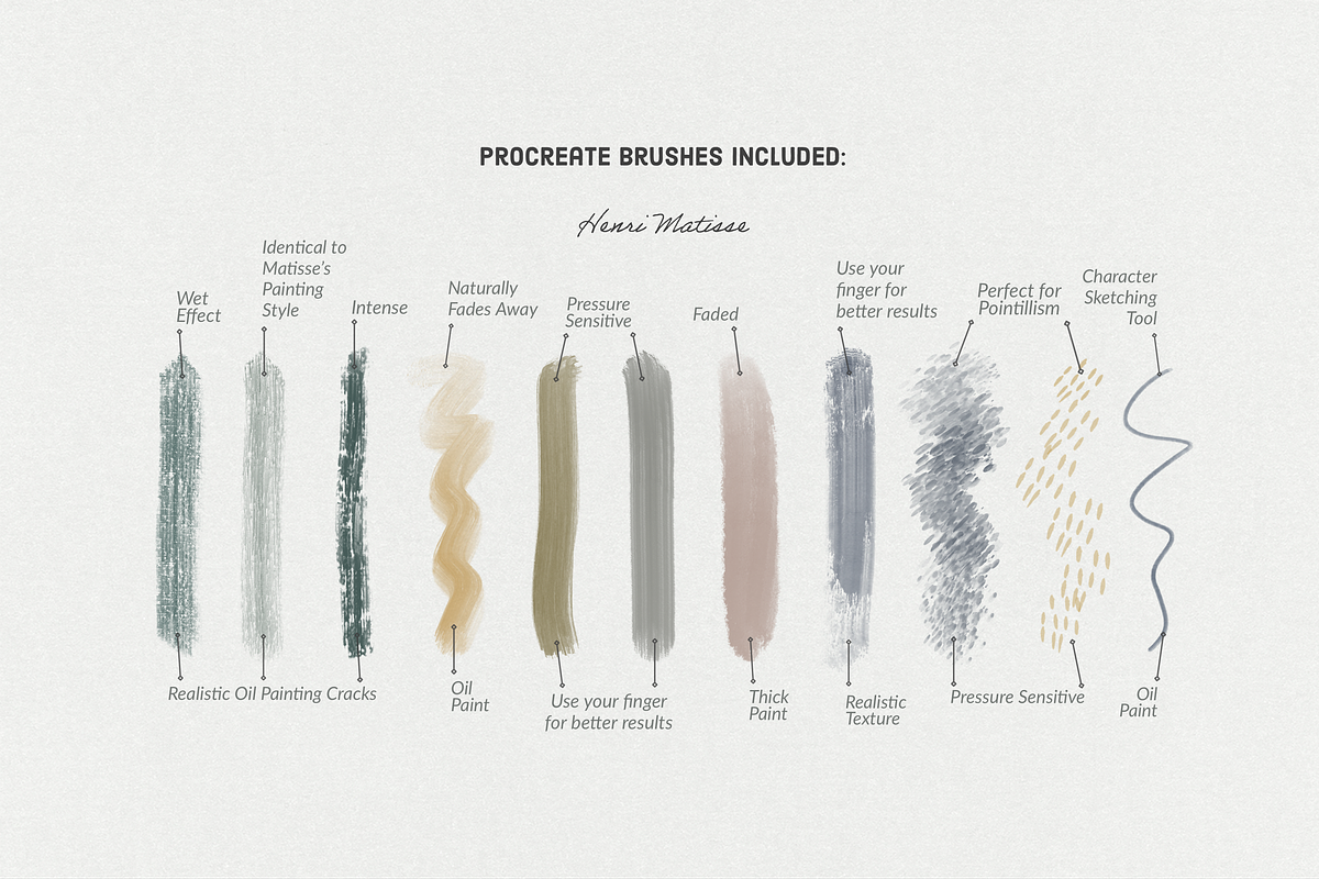 Henri Matisse Procreate Brushes, a Brush Add-On by Digi Life (Photo 3 of 13)