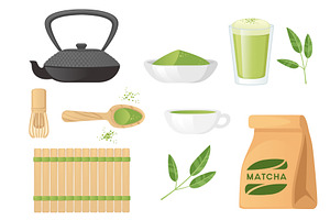 Set of organic matcha produtsc