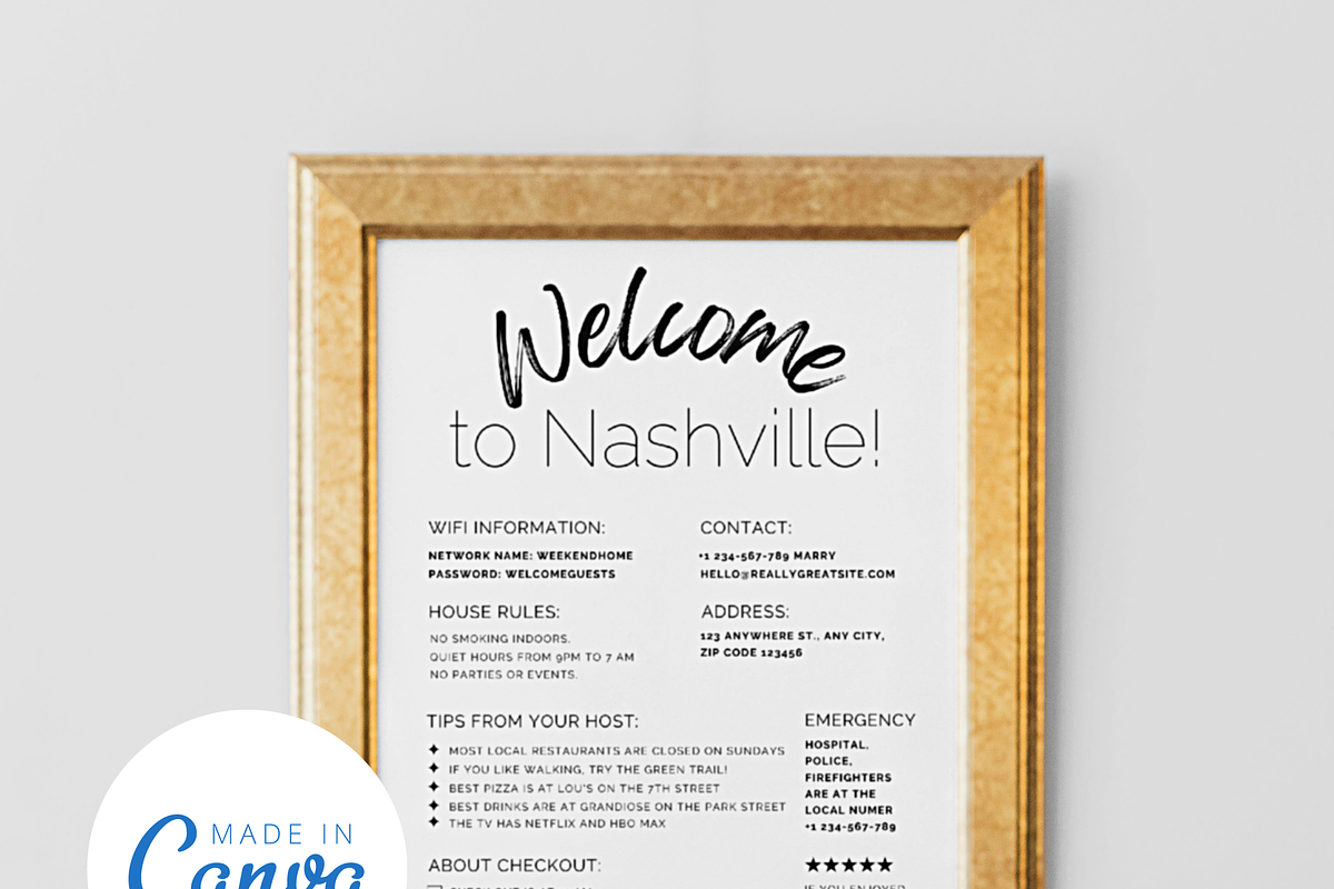 Airbnb Welcome Sign Canva Template, a Poster Template by Story Native (Photo 2 of 4)