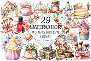 Watercolor Woman's Birthday Clipart, a Graphic by designcity5 (Thumbnail 1 of 5)