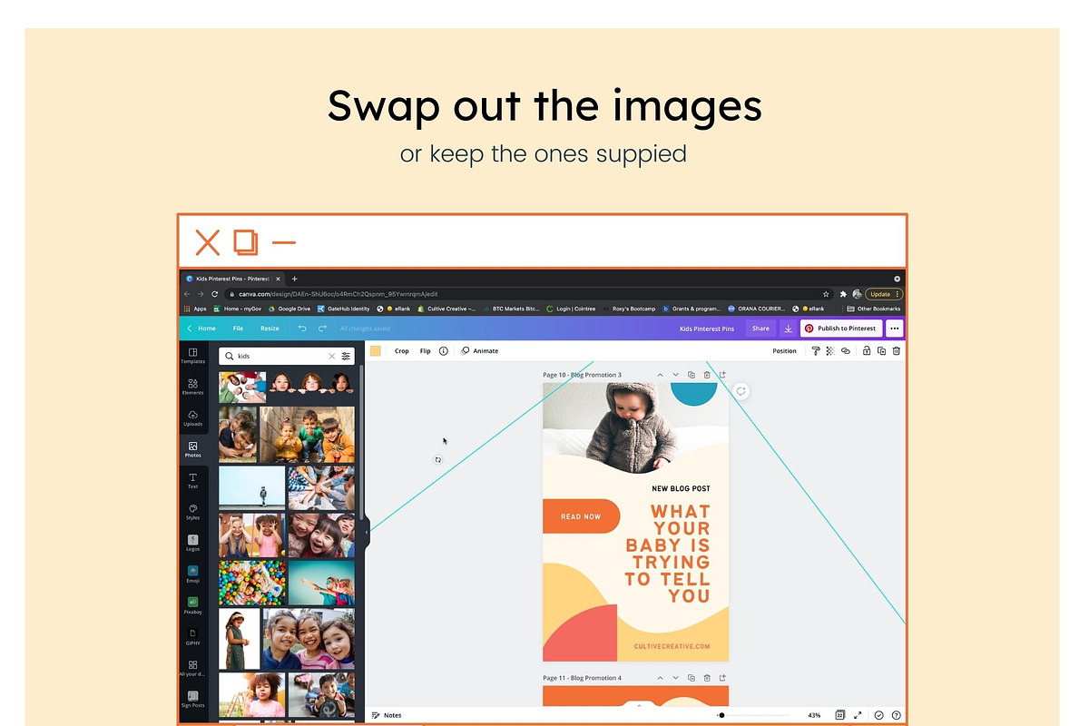 Kids Pinterest Canva Templates, a Social Media Template by Cultive Creative (Photo 6 of 12)
