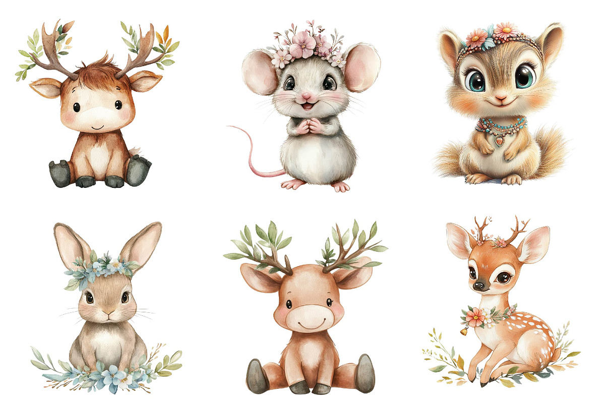 Boho Woodland Animal, Baby Animals, an Illustration by CreationArt (Photo 2 of 5)