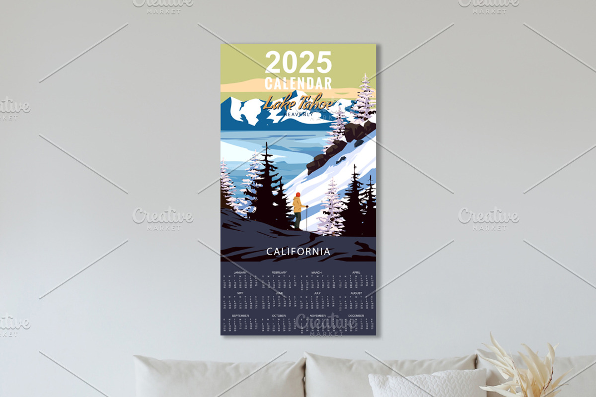 2025 Calendar Monthly Lake Tahoe Ski, a Sport Illustration by Vector_Up (Photo 3 of 5)