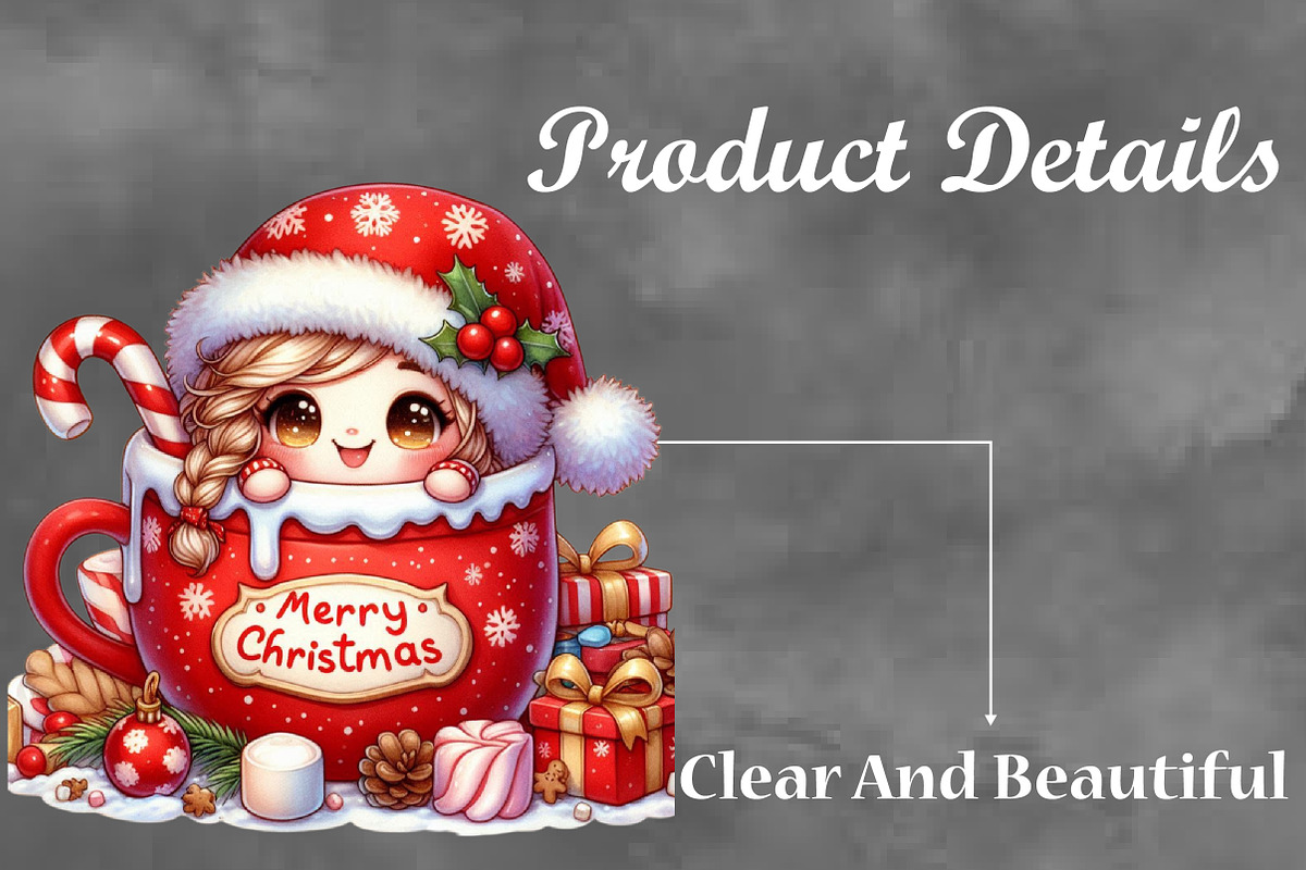 Christmas Cute Girl With Cup Clipart, a Seasonal Illustration by Craft Nest (Photo 3 of 5)