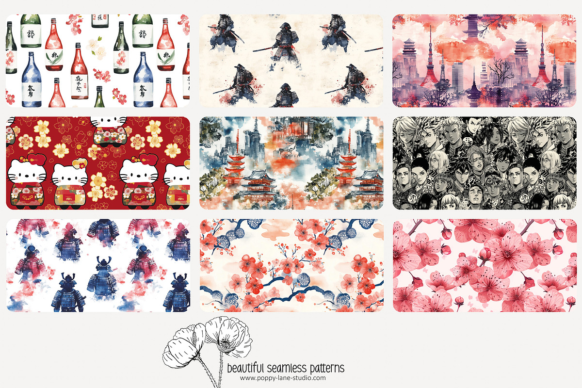 70 Japan seamless pattern, a Pattern Graphic by Poppy Lane Studio (Photo 9 of 10)