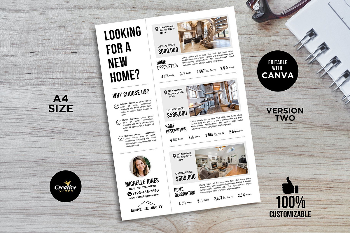 Homes for Sale Flyers Canva Template, a Flyer Template by CreativeVinesStore (Photo 5 of 8)