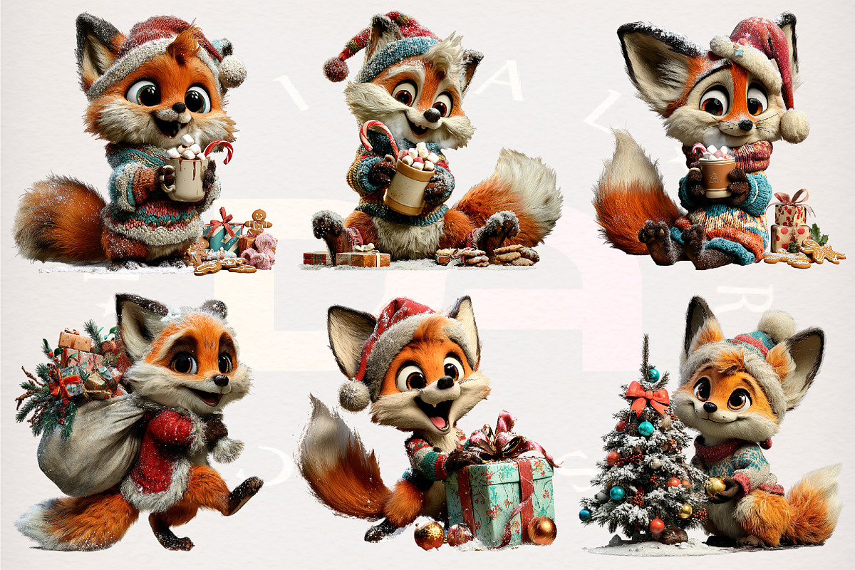 Whimsical Christmas Fox Clipart, a Transportation Illustration by Digital Artistic99 (Photo 3 of 7)