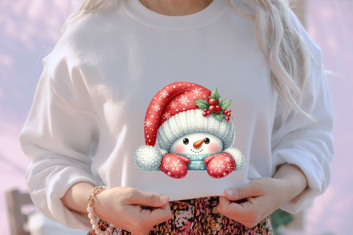 Peeking Christmas Snowman Png, an Illustration by designcity5 (Photo 5 of 5)