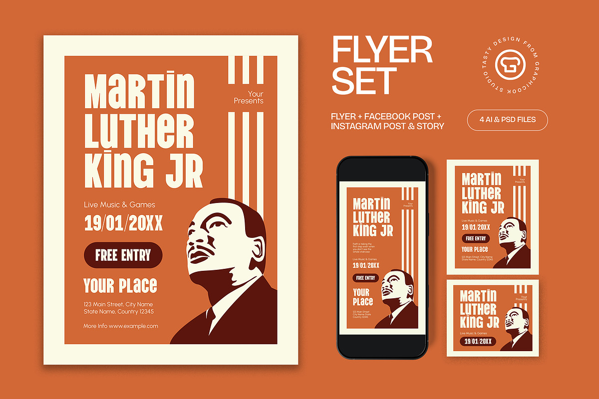 Martin Luther King Jr Day Flyer, a Flyer Template by graphicook (Photo 1 of 3)