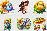 Funny Bird & Sunflower Clipart, an Illustration by Black Bird Studio (Thumbnail 4 of 4)