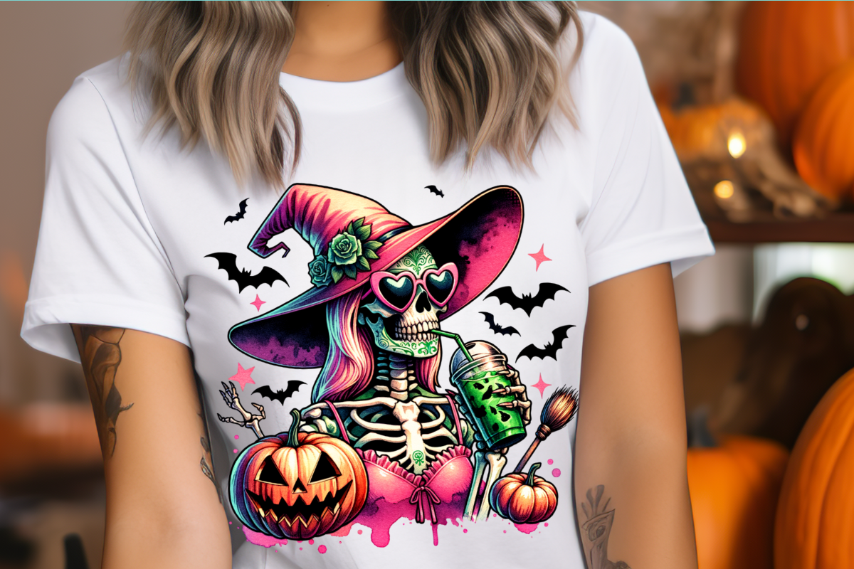 Retro Witch Skeleton and Iced Coffee, a Seasonal Illustration by Bubble Pixel (Photo 7 of 8)
