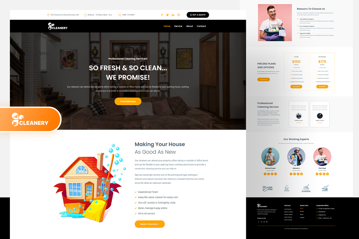 Cleaning Service WordPress Theme, a WordPress Template by Themespell (Photo 4 of 7)