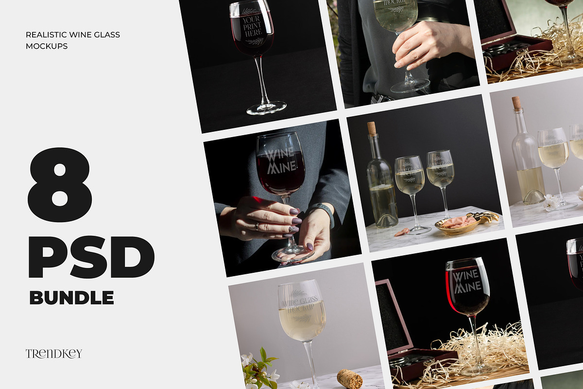 Wine glass mockup set (glassware), a Product Mockup by TrendkeyMockups (Photo 1 of 4)