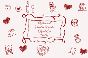 Whimsical Valentine Doodles, a Seasonal Illustration by Anel_S