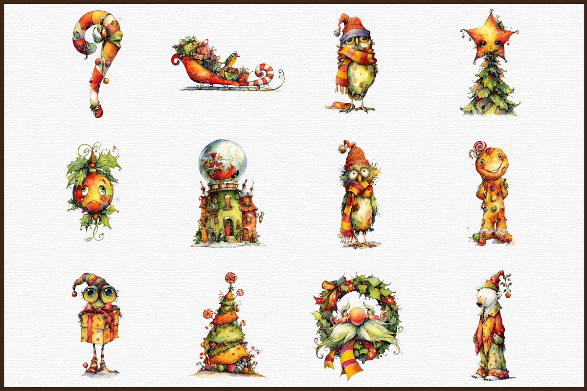Watercolor Quirky Christmas Bundle C, an Illustration by Sublimation Artist (Photo 3 of 6)