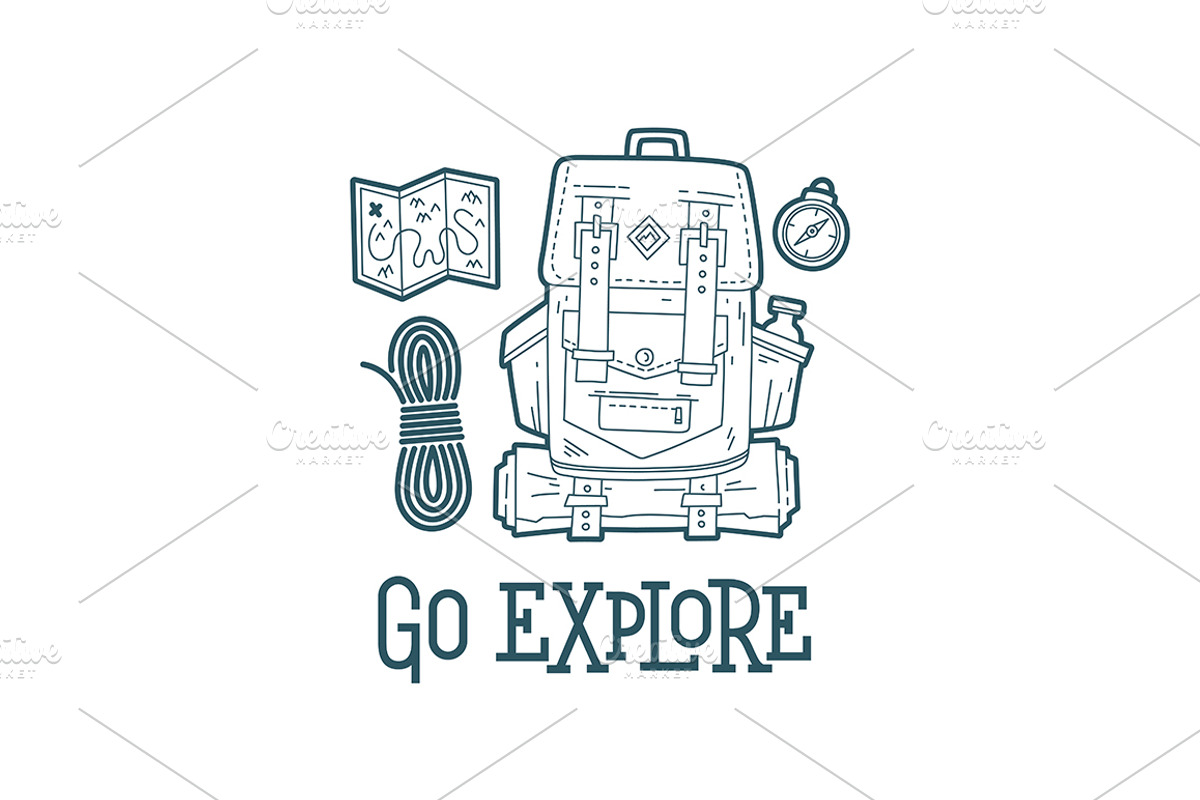 Let's go camping illustration set, an Illustration by tetiana.svirska (Photo 5 of 13)