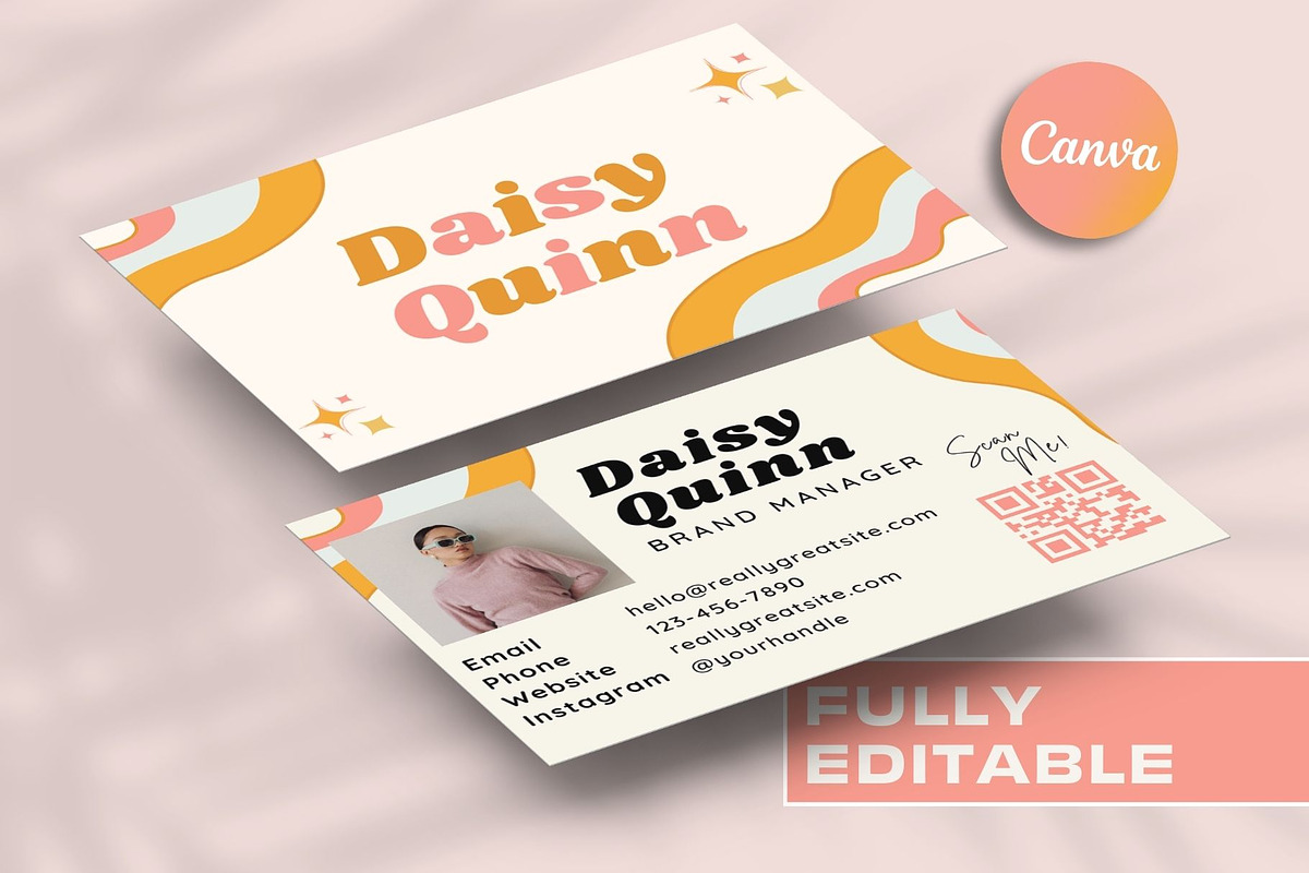 Business Card - Pastel Retro, a Business Card Template by Freedom Business Shop (Photo 1 of 6)