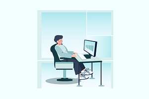 Man Monitoring Business Profit Graph, a Finance Illustration by Ahmad_Studio