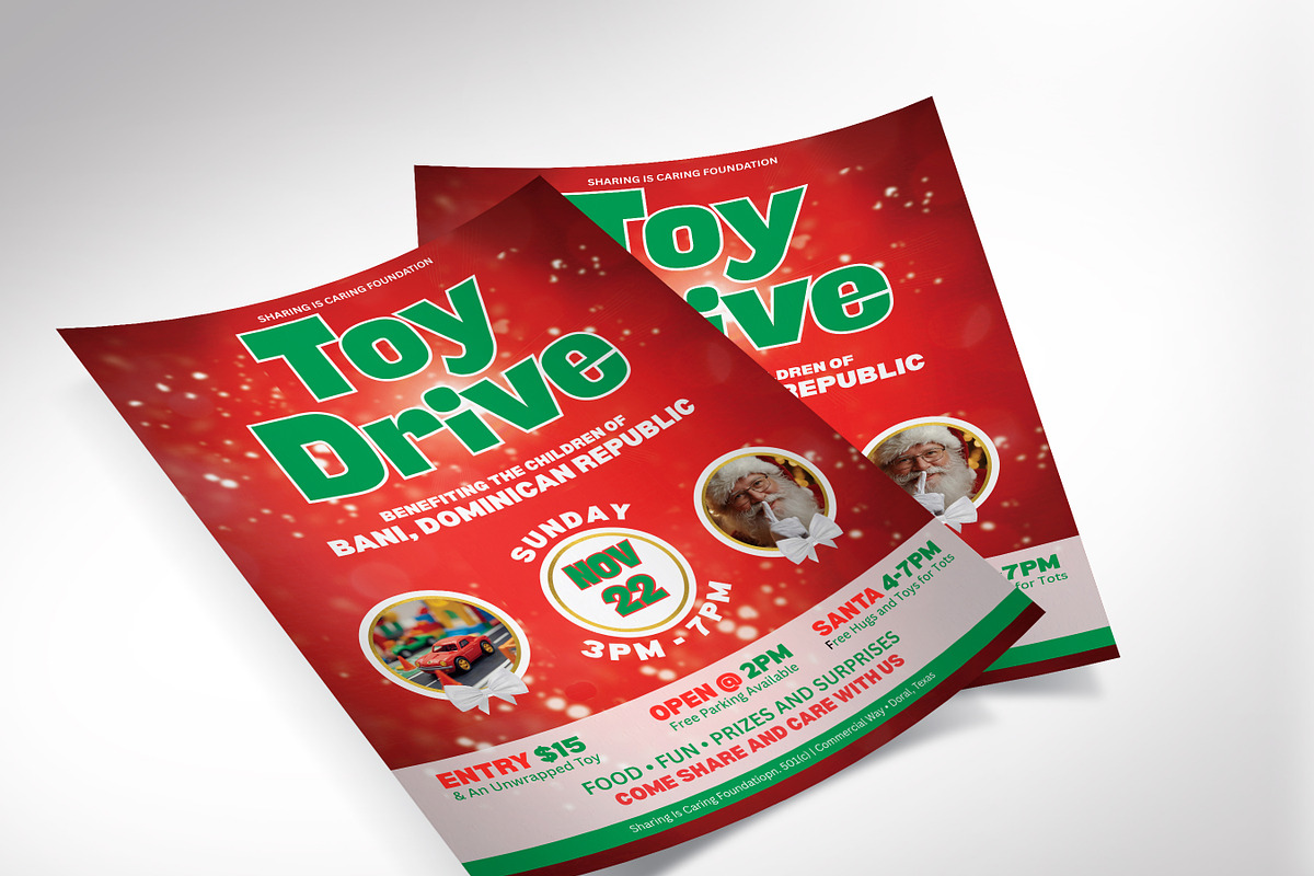 Christmas Toy Drive Flyer Template, a Flyer Template by Four C Graphic (Photo 9 of 11)