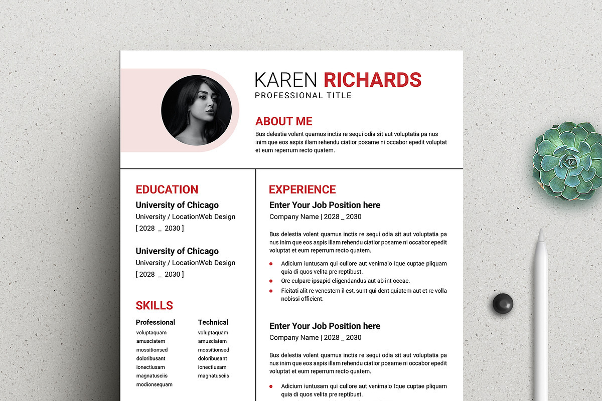Simple Resume Template, a Resume Template by evgenystudio (Photo 2 of 4)
