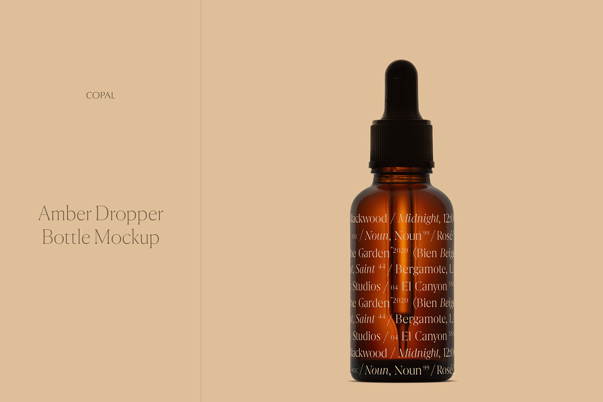 Amber Dropper Bottle Mockup, a Packaging Mockup by Copal (Photo 1 of 18)