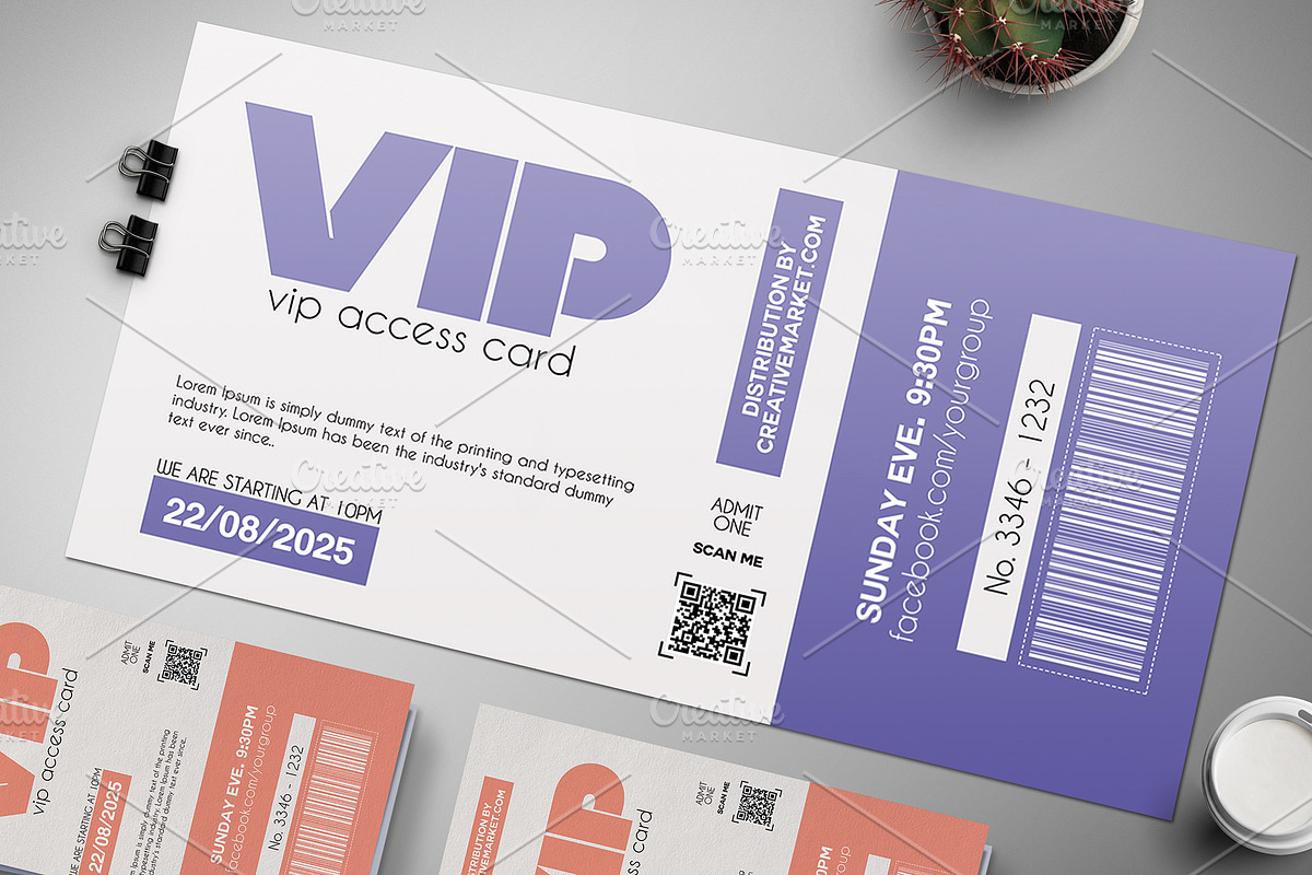 Minimalistic VIP Pass Card 021, a Card Template by Tzochko (Photo 2 of 5)