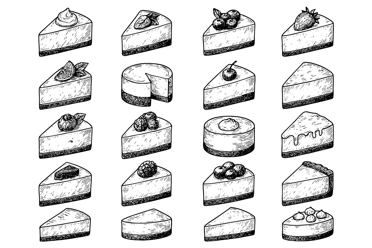 Cheesecake Illustration Collection, an Object Graphic by nikagraphic