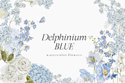 Delphinium blue Delicate Flowers, a Decorative Illustration by Grace Noboa Illustrations (Thumbnail 1 of 9)