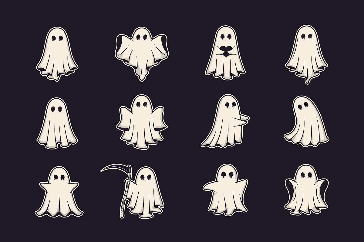 Cute Vintage Ghosts - 22 Icons, an Object Graphic by DenysHolovatiuk (Photo 3 of 5)