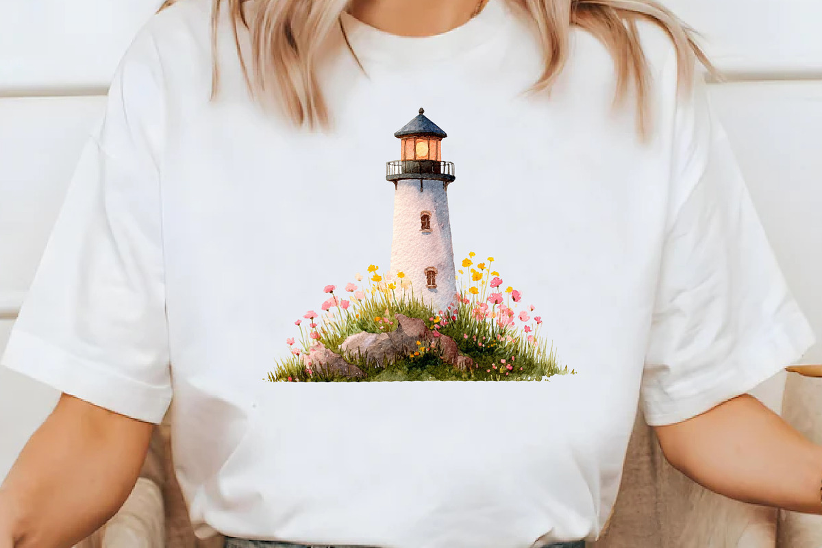 Watercolor Summer lighthouse clipart, an Illustration by Designworld (Photo 7 of 7)