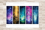 Night Forest Bookmarks, a Seasonal Illustration by GlamArtZhanna (Thumbnail 3 of 3)