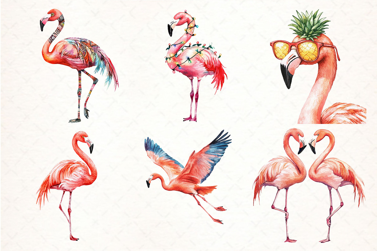 Beautiful Flamingo Clipart, an Illustration by Pixels.Craft (Photo 3 of 7)