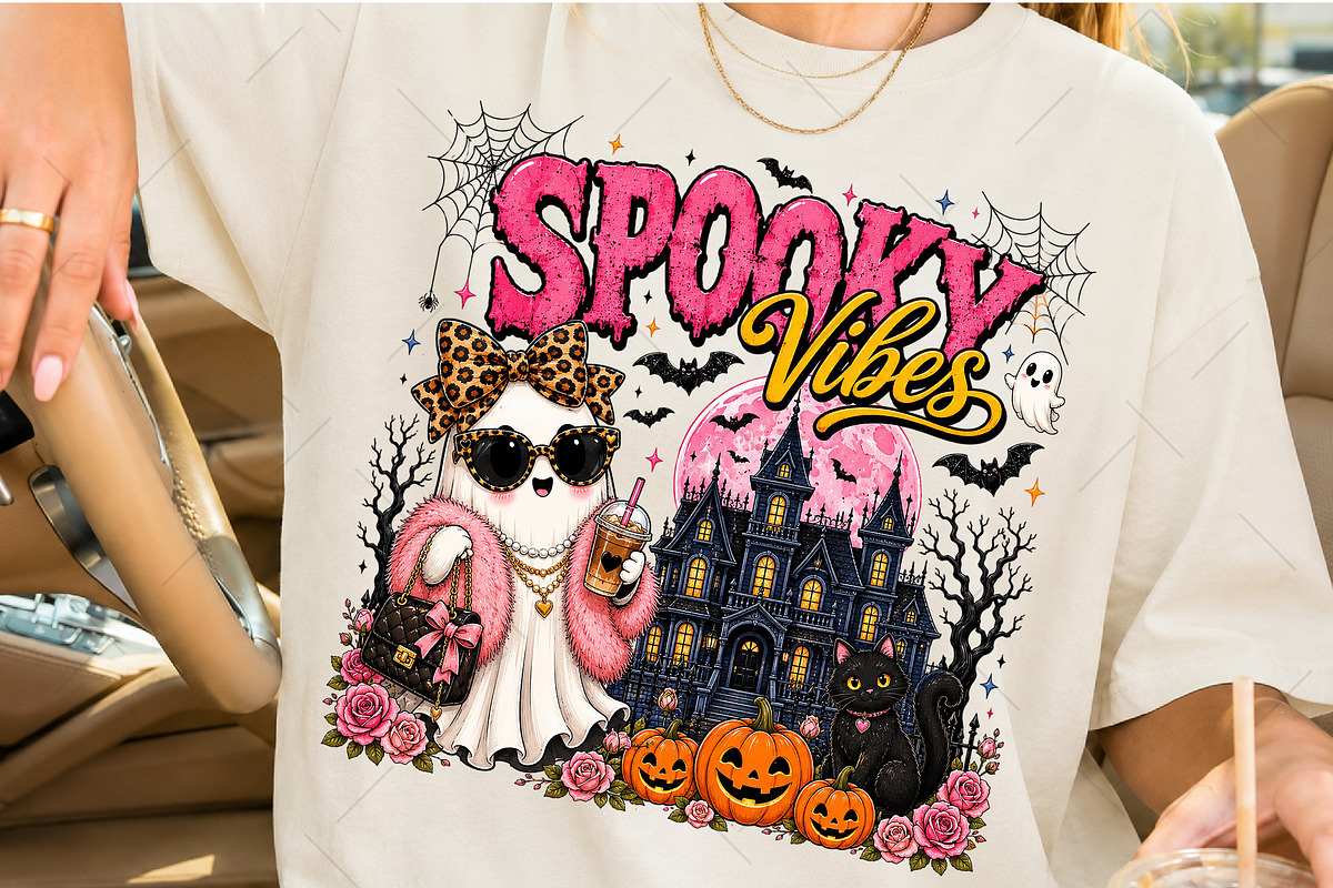 Spooky Vibes Coquette Ghost PNG, a Seasonal Illustration by OK Design (Photo 4 of 5)