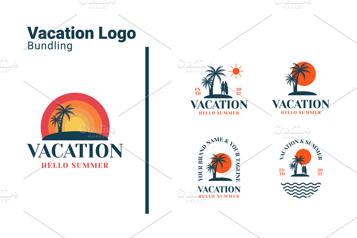 Summer Vacation Beach Logo Bundle, a Branding & Logo Template by Dyn Studio (Photo 1 of 6)