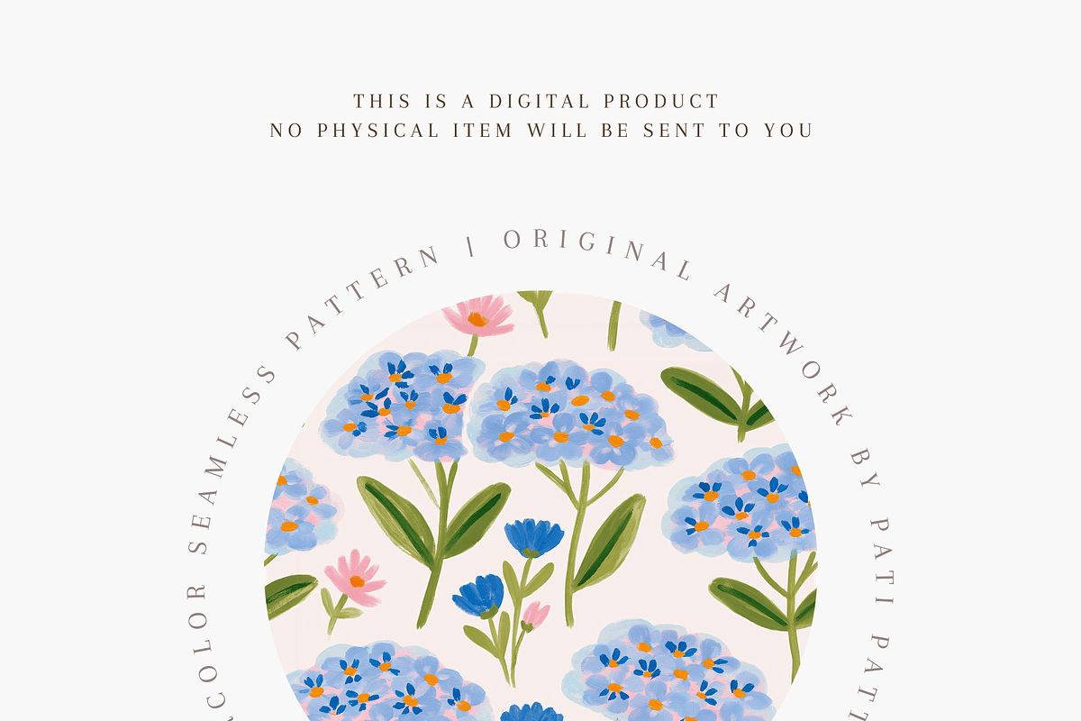 Blue Hydrangea Seamless Pattern, a Pattern Graphic by Pati Charm Studio