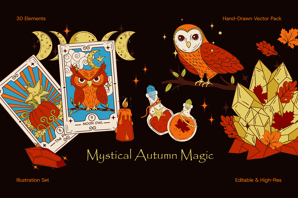 Mystical Autumn Magic – Vector Pack, a Seasonal Illustration by Invisual Studio (Photo 1 of 10)