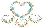 Vintage Blue Floral Heart Clipart, an Illustration by Amanda Ilkov (Thumbnail 3 of 5)